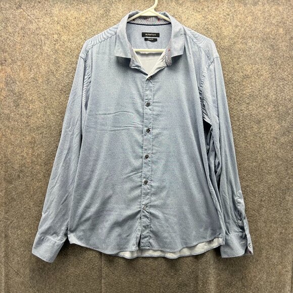 Bugatchi Shirt Mens Large Baby Blue Button Down Shaped Fit Preppy Dress Stretch - Picture 1 of 11